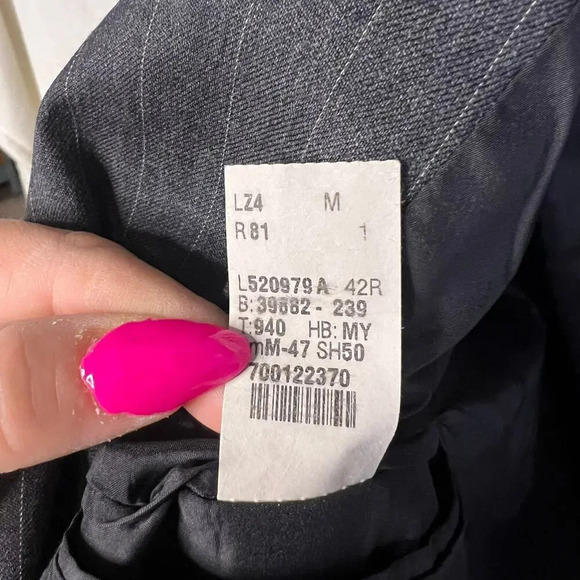 Lauren Ralph Lauren Men's 42R Gray Striped 100% Wool-Laine Two-Button Blazer‎ - Picture 5 of 6